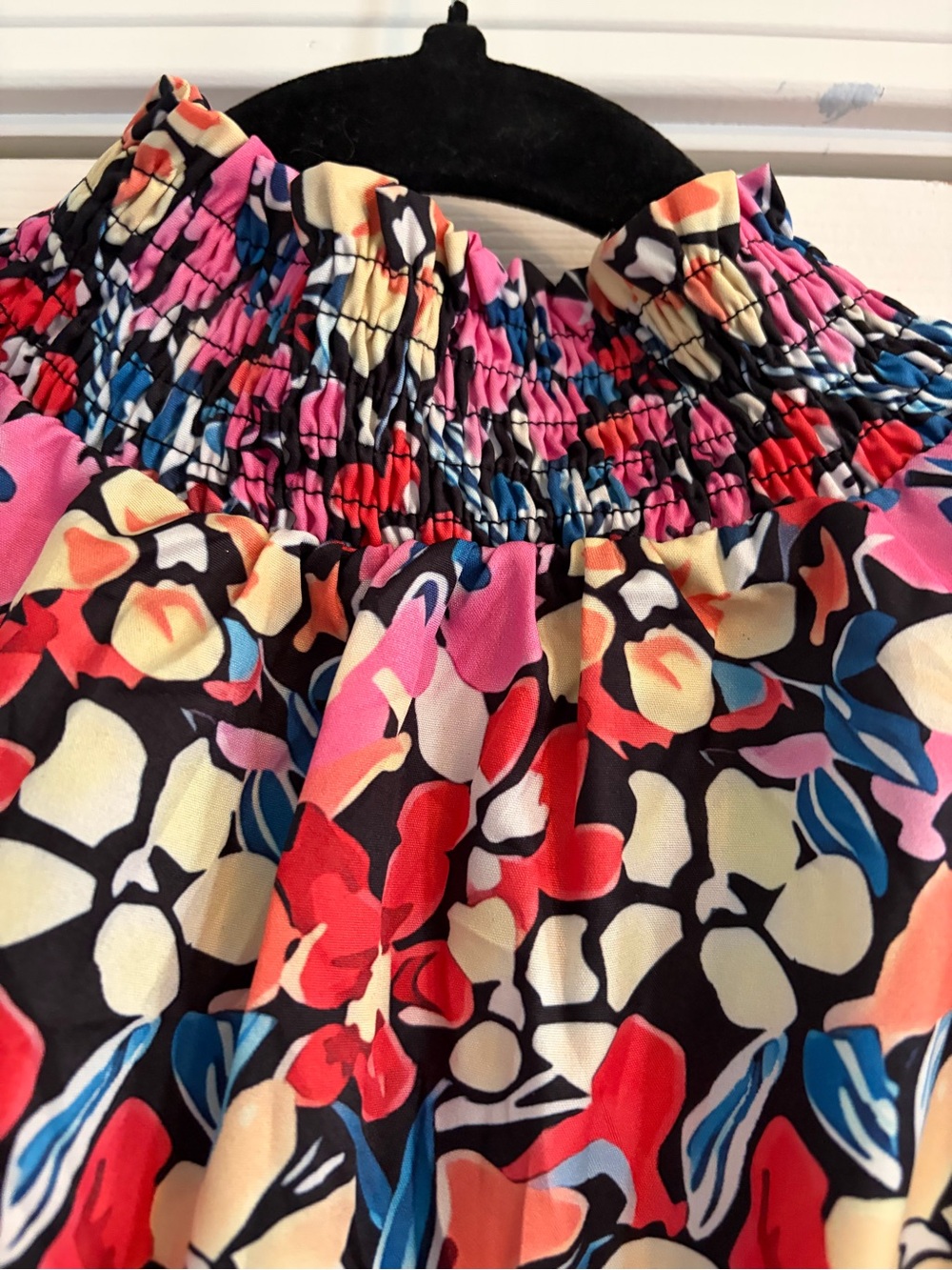 Smocked High-Neck Floral Blouse - Pink Multi - Picture 3 of 3